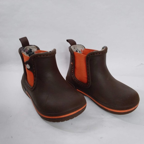 CROCS Other - Crocs Brown Orange Kids Unisex Rainboots Size C8